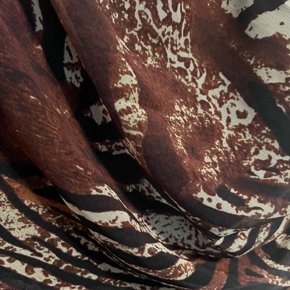 Mixed animal Crinkle Chiffon High Neck Ruched Mini Dress - Picture 7 of 9